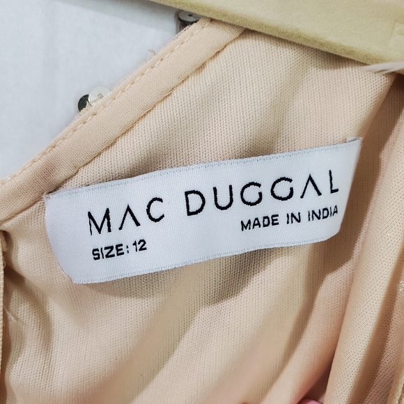 MAC DUGGAL Nude Embellished Floral Detail One Shoulder Gown Size 12 NWT - Picture 8 of 15